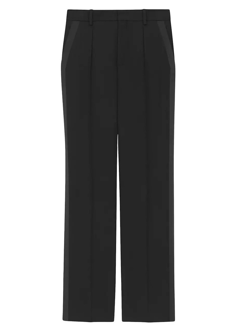 Saint Laurent High-Waisted Tuxedo Pants in Grain De Poudre