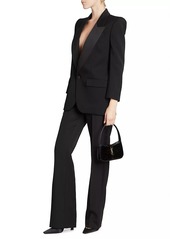 Saint Laurent High-Waisted Tuxedo Pants in Grain De Poudre