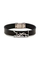 Saint Laurent leather logo-plaque bracelet