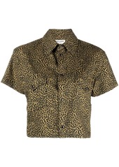 Saint Laurent leopard-print cropped shirt