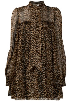 Saint Laurent leopard-print flared dress