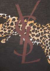 Saint Laurent leopard-print frayed scarf