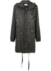 Saint Laurent leopard print hooded parka