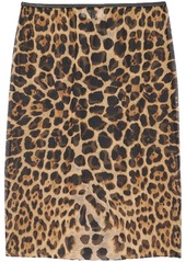 Saint Laurent leopard-print silk midi skirt