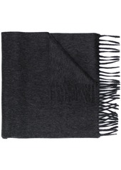 Saint Laurent logo patch fringed scarf