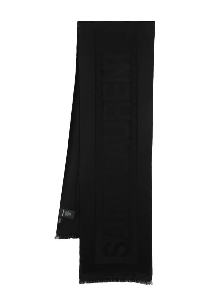 Saint Laurent logo-print knitted scarf