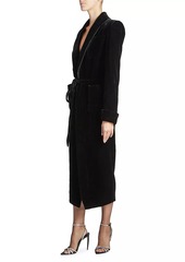 Saint Laurent Long Belted Coat In Cupro Velvet