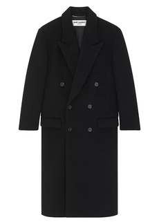 Saint Laurent Long Coat In Wool