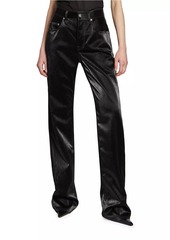 Saint Laurent Long Extreme Baggy Jeans In Crinkle