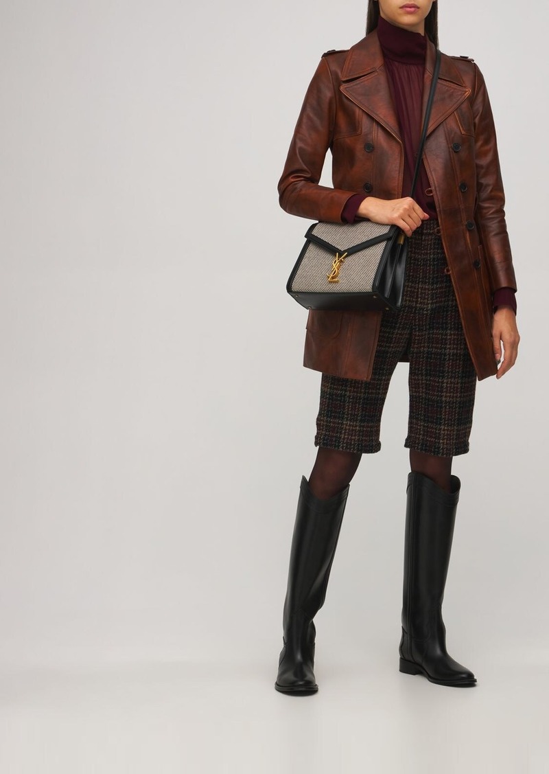 Saint Laurent Cassandra Mini Tweed Top-Handle Bag