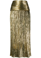 Saint Laurent metallic-effect pleated skirt