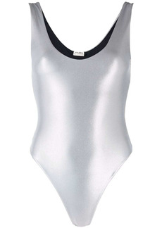 Saint Laurent metallic scoop-neck sleeveless bodysuit