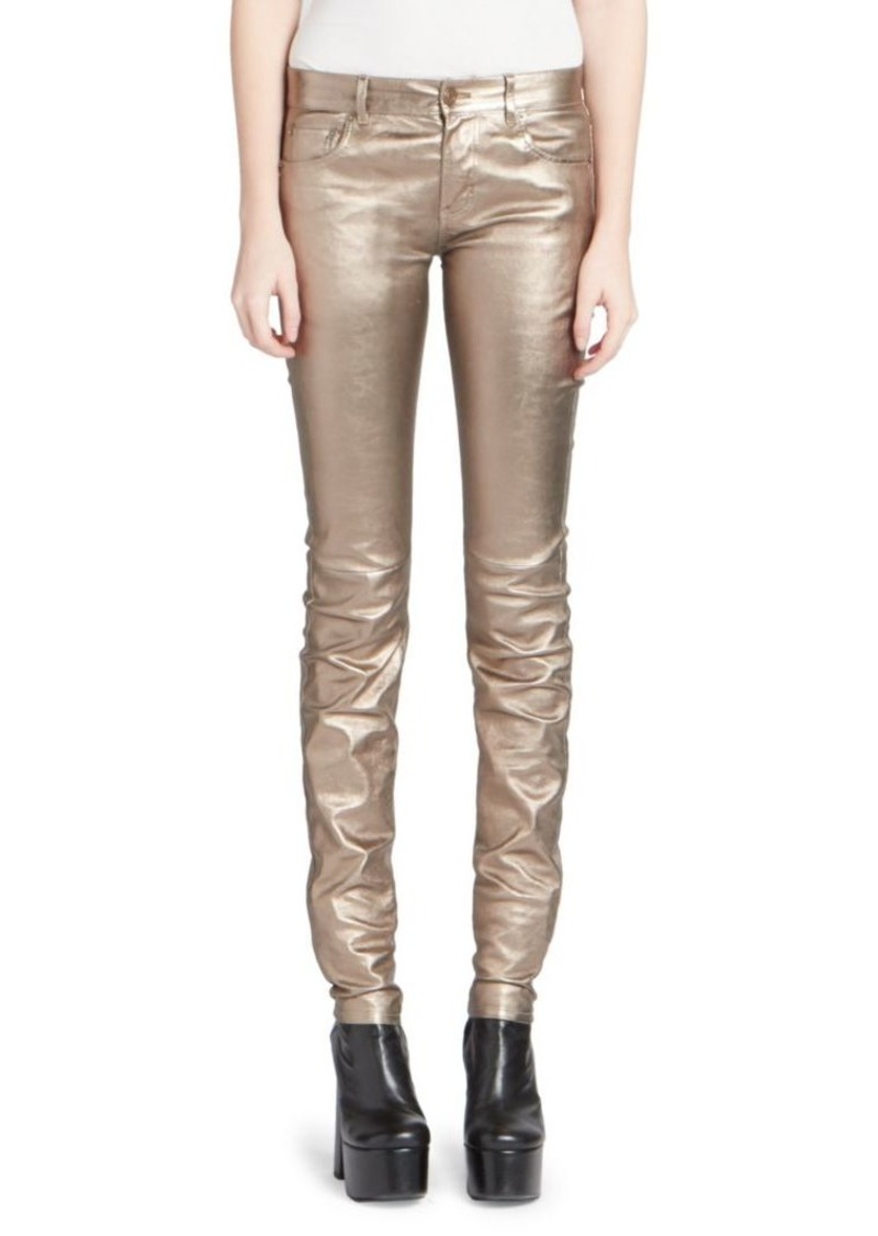 metallic leather pants
