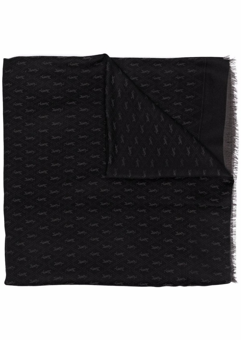 Saint Laurent monogram fine-knit scarf