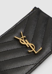 Saint Laurent Monogram Grained Leather Zip Card Case