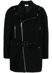 Saint Laurent notched-collar zip-fastening coat