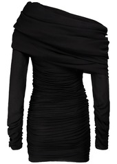 Saint Laurent One Shoulder Draped Silk Dress