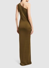 Saint Laurent One Shoulder Long Silk Dress