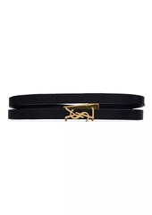 Saint Laurent Opyum Double Wrap Bracelet in Leather and Metal