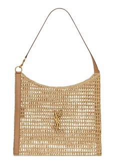 Saint Laurent Oxalis in Raffia Crochet and Vegetable-Tanned Leather