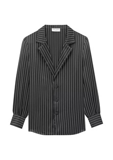 Saint Laurent Pajama Shirt in Striped Silk Satin