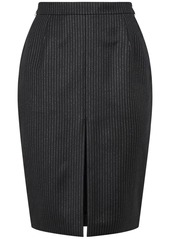 Saint Laurent Pinstriped Wool Blend Midi Skirt