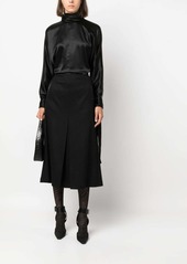 Saint Laurent pleat-detail wool-blend midi skirt