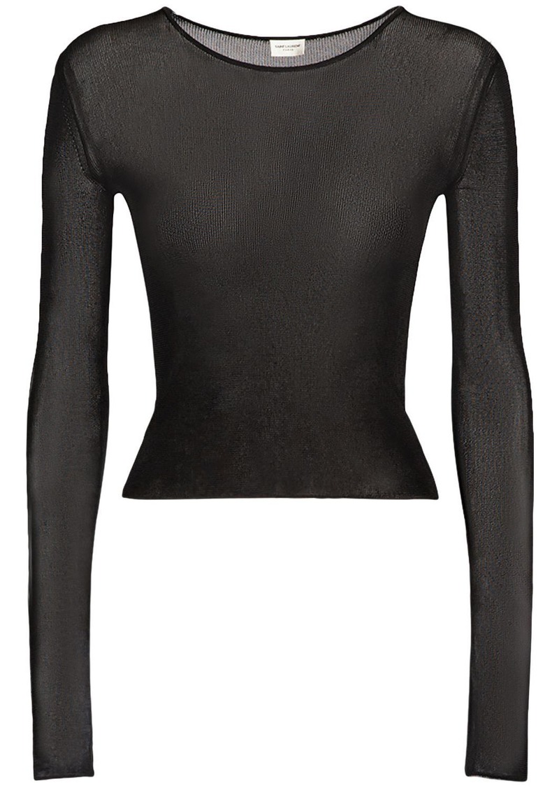 Saint Laurent Ripped Viscose Cropped Top