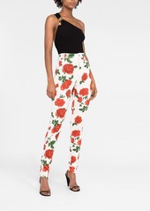 Saint Laurent rose-print skinny-fit trousers