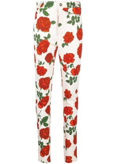 Saint Laurent rose-print skinny-fit trousers