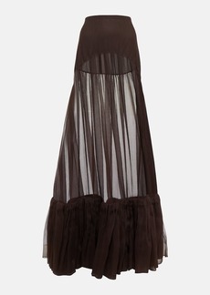 Saint Laurent Ruffle-trimmed silk maxi skirt