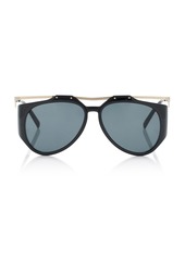 Saint Laurent - Amelia Aviator Metal Sunglasses - Black - OS - Moda Operandi