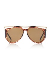 Saint Laurent - Amelia Aviator Metal Sunglasses - Black - OS - Moda Operandi