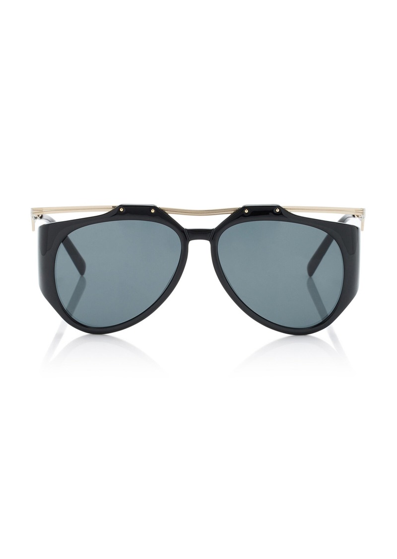 Saint Laurent - Amelia Aviator Metal Sunglasses - Black - OS - Moda Operandi