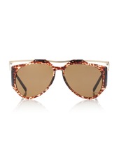 Saint Laurent - Amelia Aviator Metal Sunglasses - Brown - OS - Moda Operandi