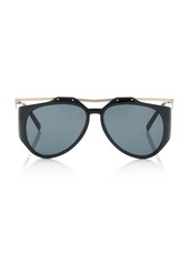 Saint Laurent - Amelia Aviator Metal Sunglasses - Brown - OS - Moda Operandi