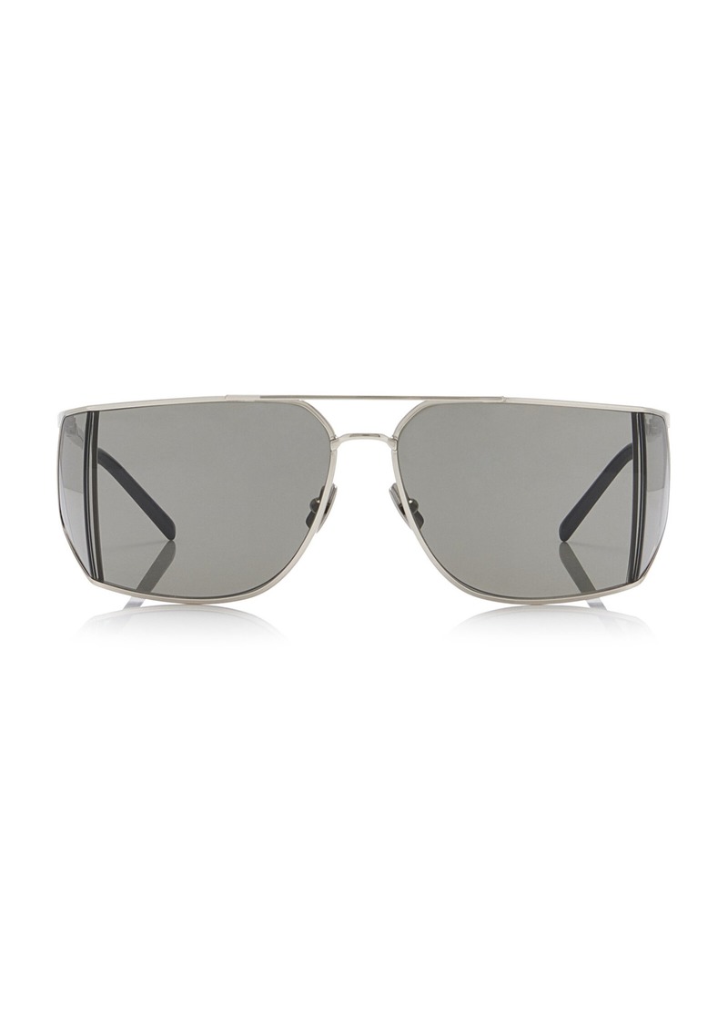 Saint Laurent - Aviator-Frame Metal Sunglasses - Grey - OS - Moda Operandi