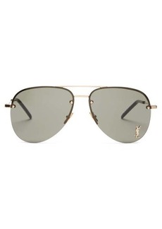 Saint Laurent Eyewear - Aviator Metal Sunglasses - Womens - Gold