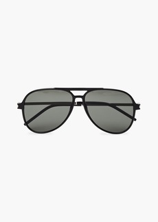 Saint Laurent - Aviator-style silver-tone and acetate sunglasses - Black - OneSize