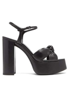 Saint Laurent - Bianca Knotted Leather Platform Sandals - Womens - Black