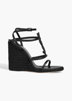Saint Laurent - Cassandra leather espadrille wedge sandals - Black - EU 41
