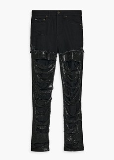 Saint Laurent - Chainmail-paneled high-rise tapered jeans - Black - 28