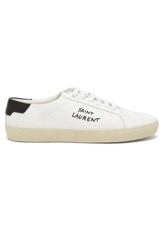 Saint Laurent - Court Logo-embroidered Leather Trainers - Womens - White