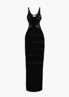 Saint Laurent - Cutout open-knit cotton maxi dress - Black - S