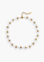 Saint Laurent - Daisy gold-tone enamel necklace - White - OneSize