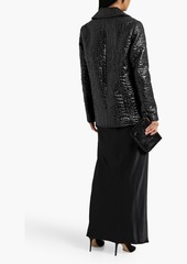 Saint Laurent - Double-breasted faux croc-effect leather jacket - Black - FR 38