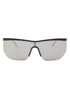 Saint Laurent Eyewear - Flat-top Mirrored Sunglasses - Womens - Black Silver