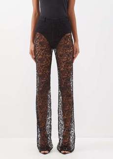 Saint Laurent - Floral-lace Kickflared Trousers - Womens - Black