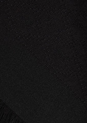 Saint Laurent - Frayed silk and wool-blend jacquard scarf - Black - OneSize