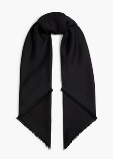 Saint Laurent - Frayed silk and wool-blend jacquard scarf - Black - OneSize